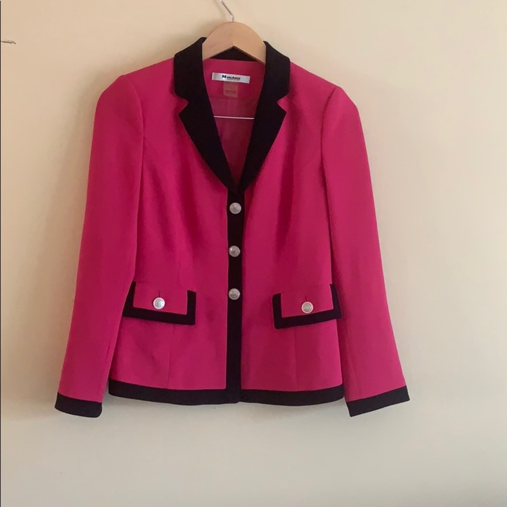 Pink and black blazer with silver buttons